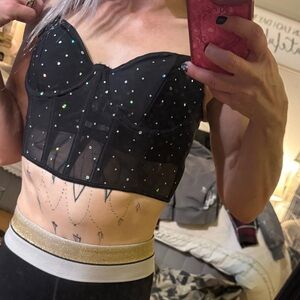 Black Rhinestone Corset Top